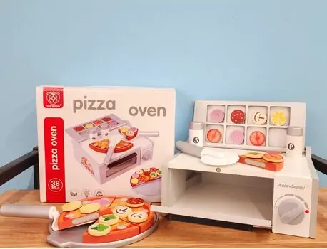 Wooden Toy Pizza Oven With Accsesoriess - ხის სათამაშო პიცის საცხობი აქსესუარებით, 3 image