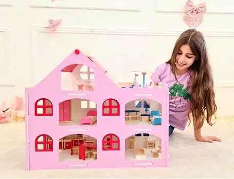 Wooden Doll House For Kids - თოჯინის სახლი ავეჯით, 13 image