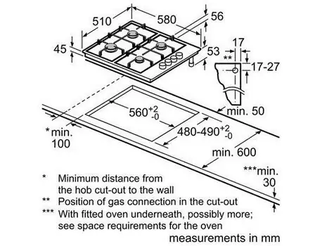 გაზქურის ზედაპირი BOSCH PBY6C6B60O, 3 image