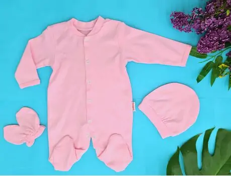 Newborn Baby 3in1 set ATES BABY ახალშობილის ტანსაცმლის კომპლექტი 3292 pink