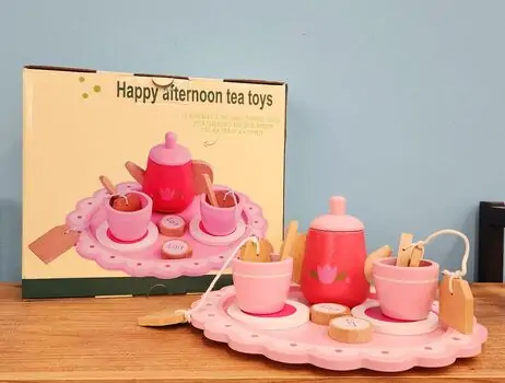 Flower Tea Wooden Set - სათამაშო ჩაის ჭურჭლის ნაკრები