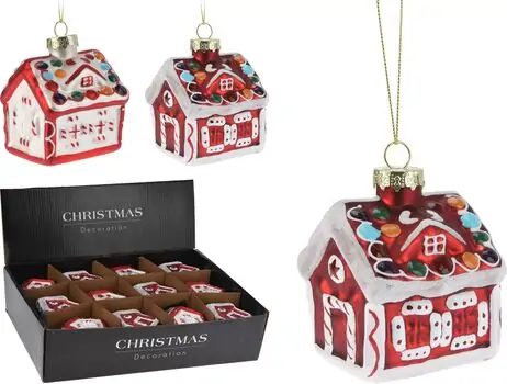 Christmas Decoration Set House Red 12pcs ნაძვის ხის სათამაშოები