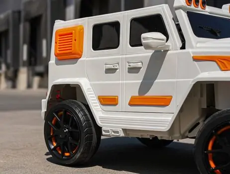 Mercedes Off Road Car White With Eva Wheels - ელექტრო მანქანა კაუჩუკის საბურავებით, 8 image