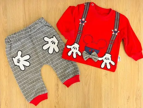 Mr. Mickey Agumini Baby 2in1 Set ახალშობილის ტანსაცმლის ნაკრები 80041 Red