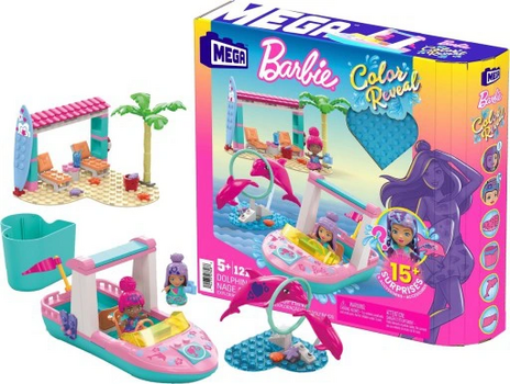 Mega Construx Barbie Color Reveal Dolphin Discovery MTL-HHW83 ბარბის კონსტრუქტორი
