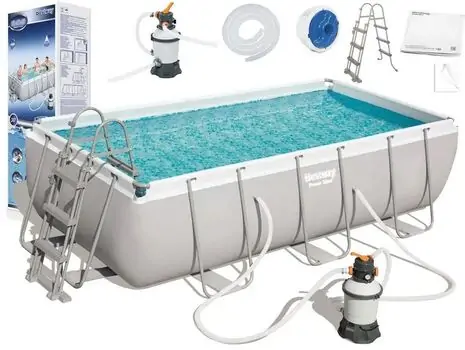 Bestway 56442 Power Steel with sand filter pump and ladder -კარკასული აუზი ქვიშის ფილტრით და კიბით