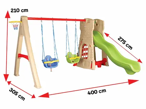 Pilsan 07 957 BIG CASTLE SLIDE AND SWING SET სასრიალო-საქანელების კომპლექტი, 2 image