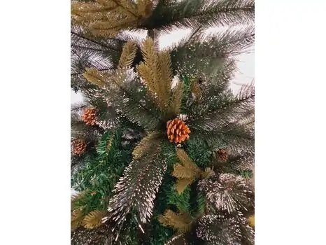 Christmas Tree With Pine Cones And Lights  საახალწლო ნაძვის ხე შერეული სილიკონის წიწვებით და გირჩით 180 სმ  (OT653), 2 image