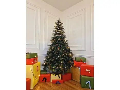 Christmas Tree With Lights And Pine Cones  საახალწლო ნაძვის ხე შერეული წიწვებით და განათებით 210 სმ (OT654), 2 image