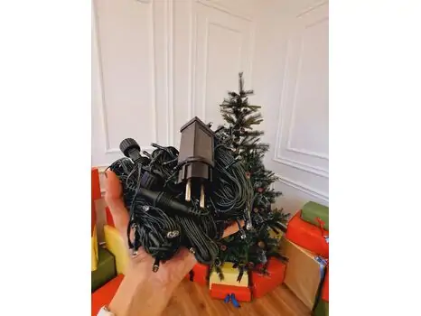 Christmas Tree With Pine Cones And Lights  საახალწლო ნაძვის ხე შერეული სილიკონის წიწვებით და გირჩით 180 სმ  (OT653), 6 image