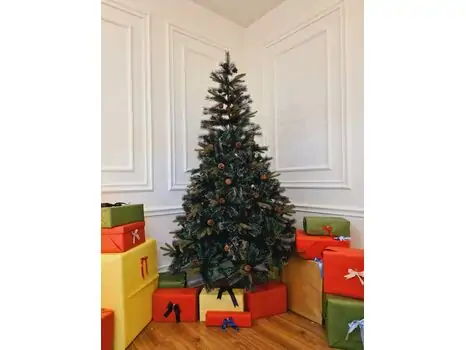Christmas Tree With Lights And Pine Cones  საახალწლო ნაძვის ხე შერეული წიწვებით და განათებით 210 სმ (OT654), 3 image