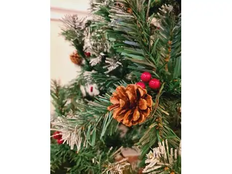 Christmas Tree With Pine Cones And Berries საახალწლო ნაძვის ხე დათოვლილი ბოლოებით გირჩით და კენკრით 150 სმ  (OT646), 3 image