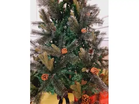 Christmas Tree With Pine Cones And Lights  საახალწლო ნაძვის ხე შერეული სილიკონის წიწვებით და გირჩით 180 სმ  (OT653), 4 image