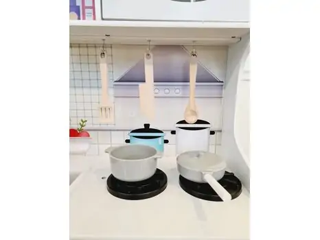 WOODEN KITCHEN SET WITH ACCESSORIES საბავშვო თეთრი ხის სამზარეულო TX1170, 20 image