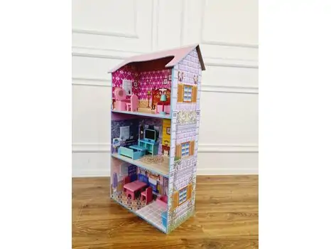 ENTERTAINING WOODEN PLAYHOUSE საბავშვო ხის სათამაშო თოჯინის სახლი TX1093, 14 image