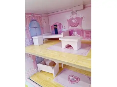 WOODEN PLAYHOUSE WITH ACCESSORIES  ხის სათამაშო თოჯინის სამ სართულიანი სახლი TX1092, 9 image