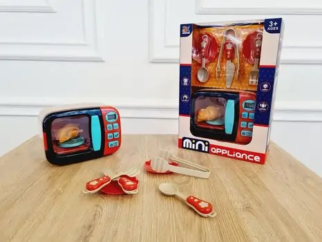Microwave Toys Kitchen Play Set საბავშვო სათამაშო ფუნქციური მიკროტალღური ღუმელი, 5 image