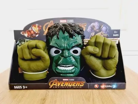 Avengers Hulk MARVEL-ის სუპერგმირი ჰალკის ნიღაბი და ხელთათმანები, 3 image