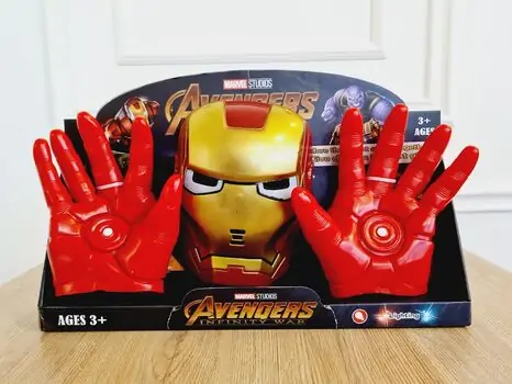 Avengers Iron man MARVEL-ის სუპერ გმირი რკინის კაცის ნიღაბი და ხელთათმანები