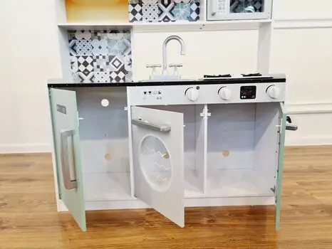 Moni Toys 7257 Wooden kitchen with lights, microwave and sink საბავშვო ხის სათამაშო სამზარეულო, 3 image