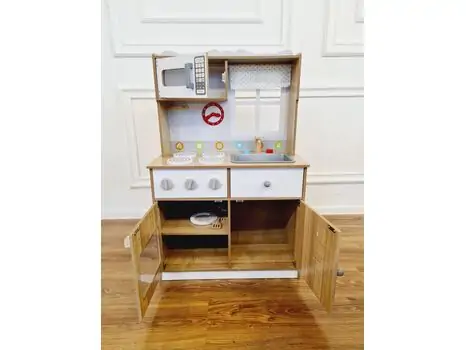 Moni Toys Wooden Play kitchen 7253 საბავშვო ხის სათამაშო სამზარეულო, 2 image