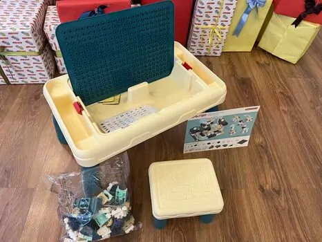 Children building blocks table with chair Beige საბავშვო მრავალფუნქციური კონსტრუქტორი მაგიდა სკამით, 4 image