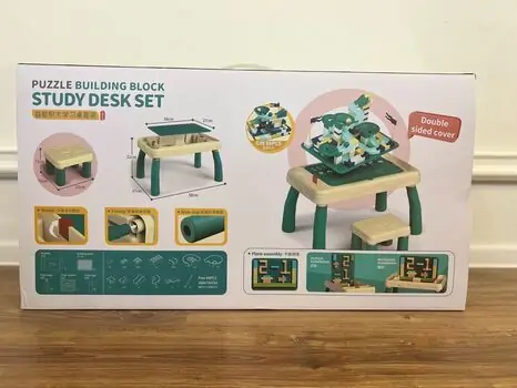 Children building blocks table with chair Beige საბავშვო მრავალფუნქციური კონსტრუქტორი მაგიდა სკამით, 3 image