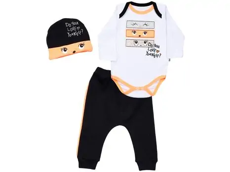 Love Yourself, Orange, 3in1 ახალშობილის ტანსაცმლის ნაკრები MİNİWORLD 15917, ზომა: 3-6 თვე
