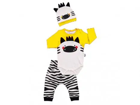 Little Zebra, Yellow, 3in1 ახალშობილის ტანსაცმლის ნაკრები MİNİWORLD 15511, ზომა: 6-9 თვე, 2 image