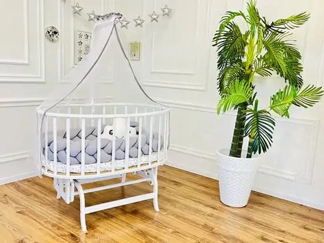 Bebeconfor Amedan White Color Basket Cradle With Grey Bumper ახალშობილის საწოლი, 2 image