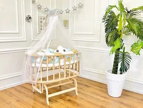 Bebeconfor Amedan Natural Color Basket Cradle With Mint Bumper ახალშობილის საწოლი