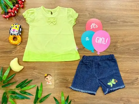 Modax Girls Wear, 2in1 Set ახალშობილის ტანსაცმლის ნაკრები 1223 Yellow