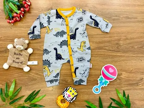 Little Dino Romper ახალშობილის რომპერი MURATBABY 6677 YELLOW