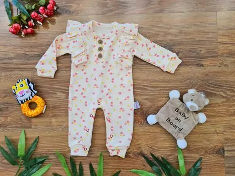 Vintage Flower Romper ახალშობილის რომპერი MURATBABY 6266 Beige