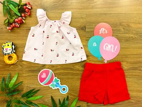 Poppy Cherry 2in1 Set საბავშვო ტანსაცმლის ნაკრები BONTINO 3011 PINK