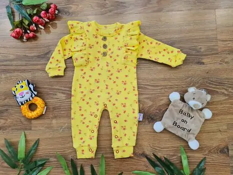 Vintage Flower Romper ახალშობილის რომპერი MURATBABY 6266 Yellow
