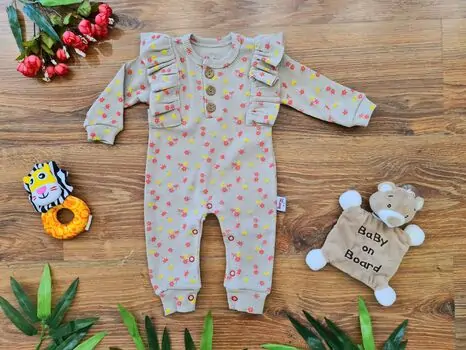 Vintage Flower Romper ახალშობილის რომპერი MURATBABY 6266 Grey