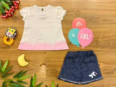 Modax Girls Wear, 2in1 Set ახალშობილის ტანსაცმლის ნაკრები 1223 White