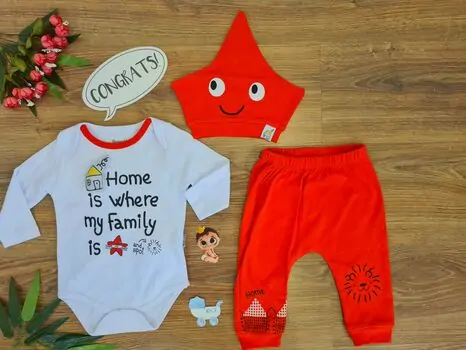 Home is Where My Family is ახალშობილის ტანსაცმლის ნაკრები Miniworld Red 15011