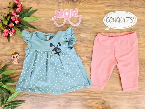 Little Ladybug 2in1 Set საბავშვო ტანსაცმლის ნაკრები 22995 Deco Green