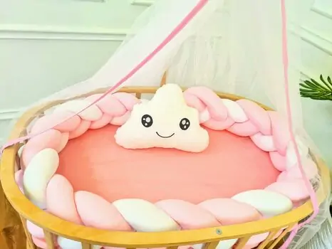 Bebeconfor Amedan Natural Color Basket Cradle With Pink Bumper ახალშობილის საწოლი, 2 image