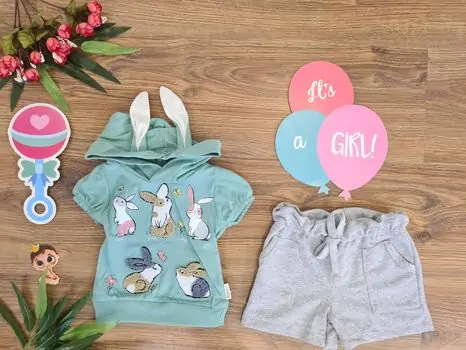 Lovely Bunnies 2in1 Set საბავშვო ტანსაცმლის ნაკრები 40224 Donino Green