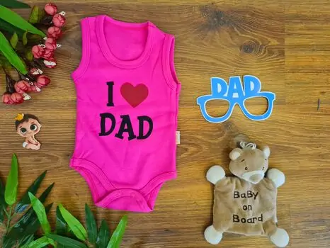 I Love Dad ჩვილის ბოდე BEBIO 3062 Dark Pink