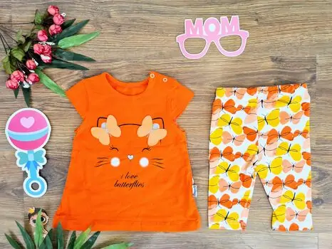 I Love Butterflies საბავშვო ტანსაცმლის ნაკრები 16687 Miniworld Orange
