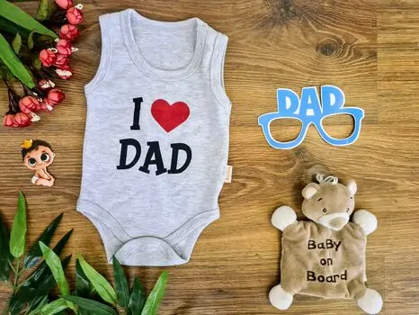 I Love Dad ჩვილის ბოდე BEBIO 3062 Grey