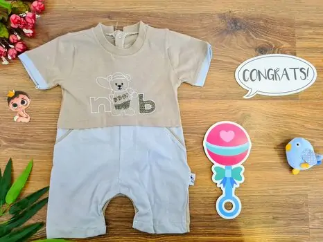 Skateboarder Bear Romper საბავშვო რომპერი 1051 Bebedex Beige