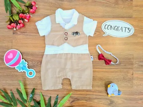 Little Baby Suit ჩვილის რომპერი Hippil 0325 Beige