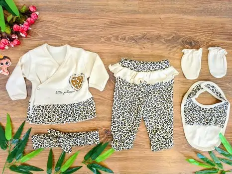 Little Princess Leopard Set 5in1 ჩვილის ტანსაცმლის ნაკრები Begisa 431