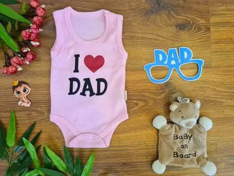 I Love Dad ჩვილის ბოდე BEBIO 3062 Light Pink