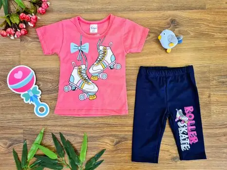 Roller Skate Outfit საბავშვო ტანსაცმლის ნაკრები Cilgin 171 Pink